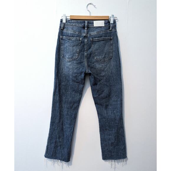 Pistola Kick Crop Flare Size 25 Medium Wash Distressed Knee - Picture 2 of 10